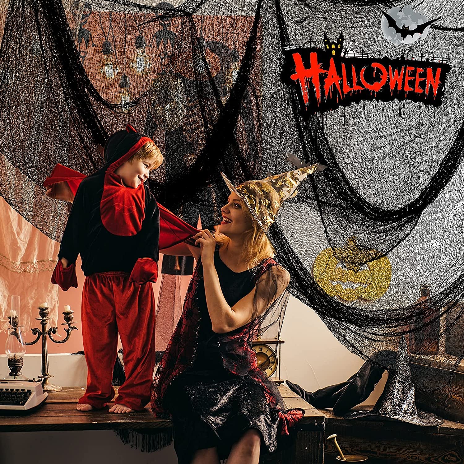 5-Pack Black Creepy Cloth - 30×72 in Halloween Decoration Fabric | Tearable Cheesecloth for Haunted Houses (Indoor/Outdoor)