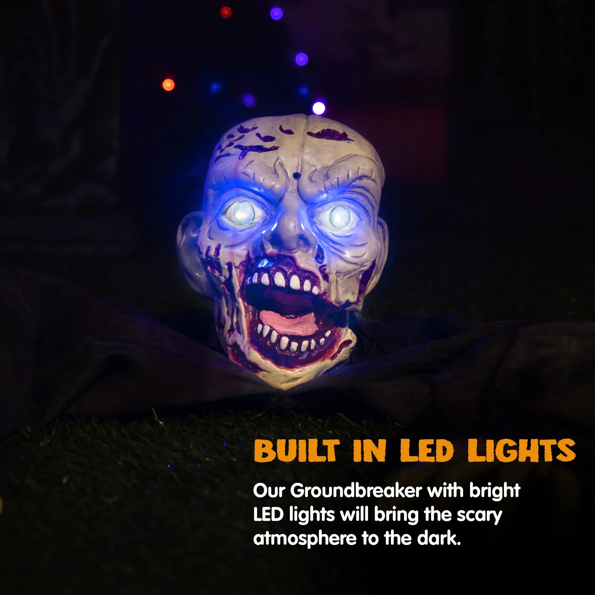 Halloween Groundbreaker Animated Halloween Decorations Zombie with Creepy Sound and Flashing Eyes,Outdoor Scary Halloween Yard Decorations,Haunted House Decorations
