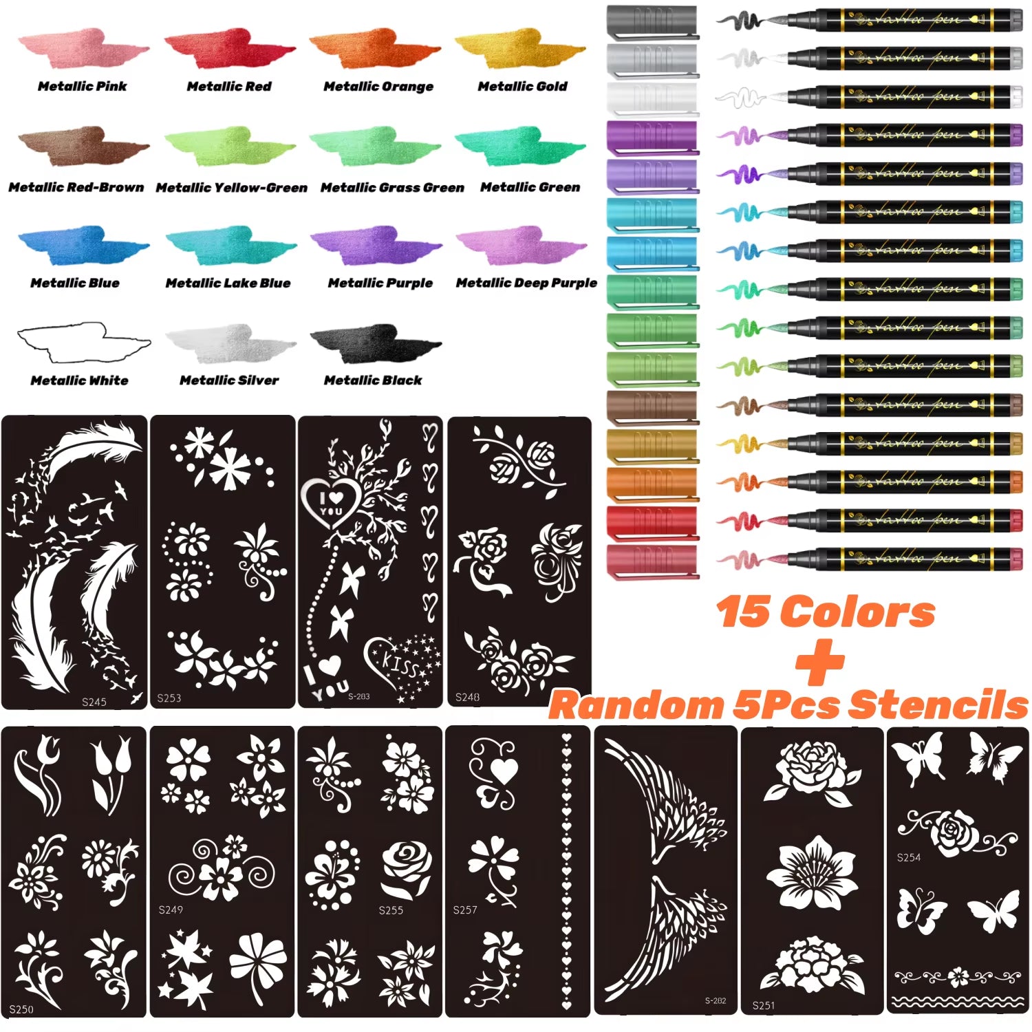 Temporary Tattoo Markers for Skin – 10 Bright Colors, Brush Tip, Cosmetic-Grade Face & Body Paint Pens for Parties & Halloween Makeup